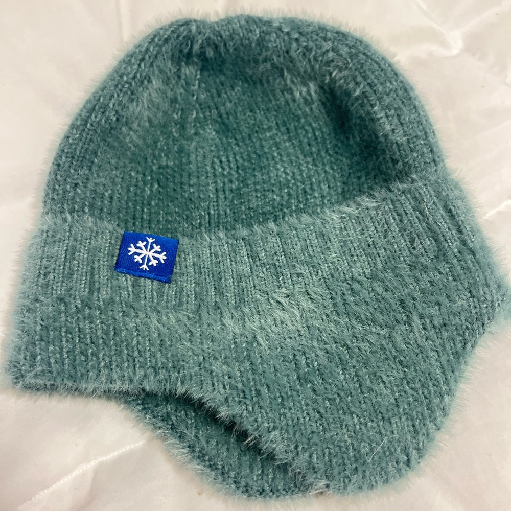 Mint Green Trapper Hat with Ear Flaps- Fuzzy Super Soft